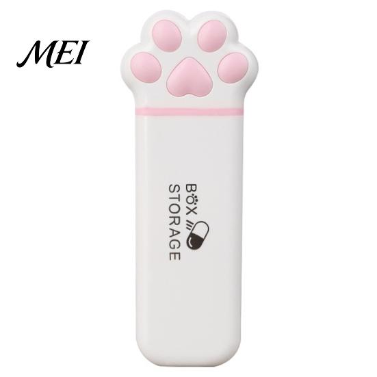 Dustproof Pill Container Portable Box, Cute Cat Paw Design, with Sealed Buckle Lid, Moisture-Proof Moisture-proof Medicine Box 3 Compartment