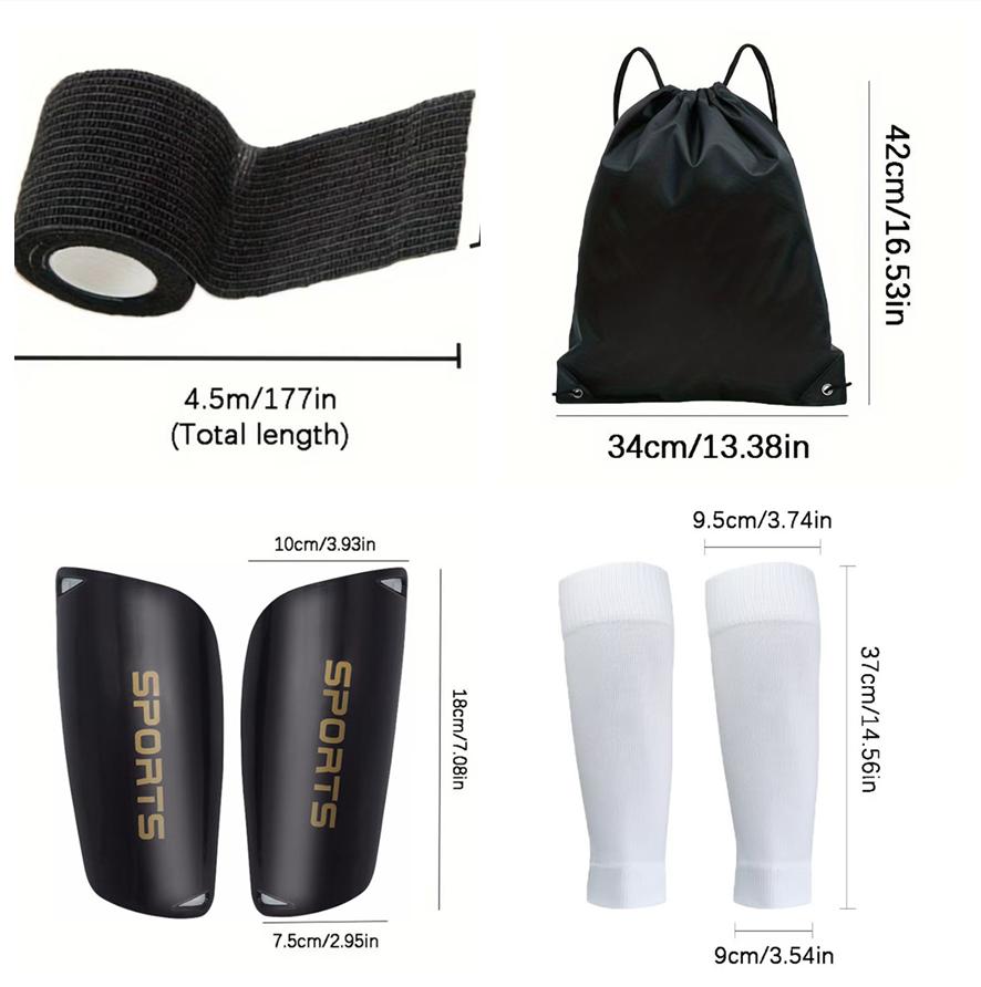 5-Piece Set Soccer Sports Gear Shin Guards Protective Gear Drawstring Backpack Sports Tapes Polyester-Elastane Football Socks