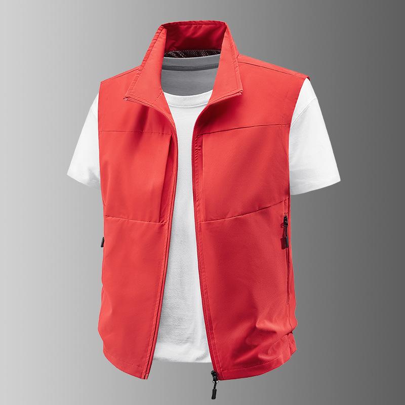 

Летний мужской жилет уличный сетчатый тонкий куртка со стойкой воротником спортивный быстросохнущий жилет рыбалка конь клип плечо 5XL