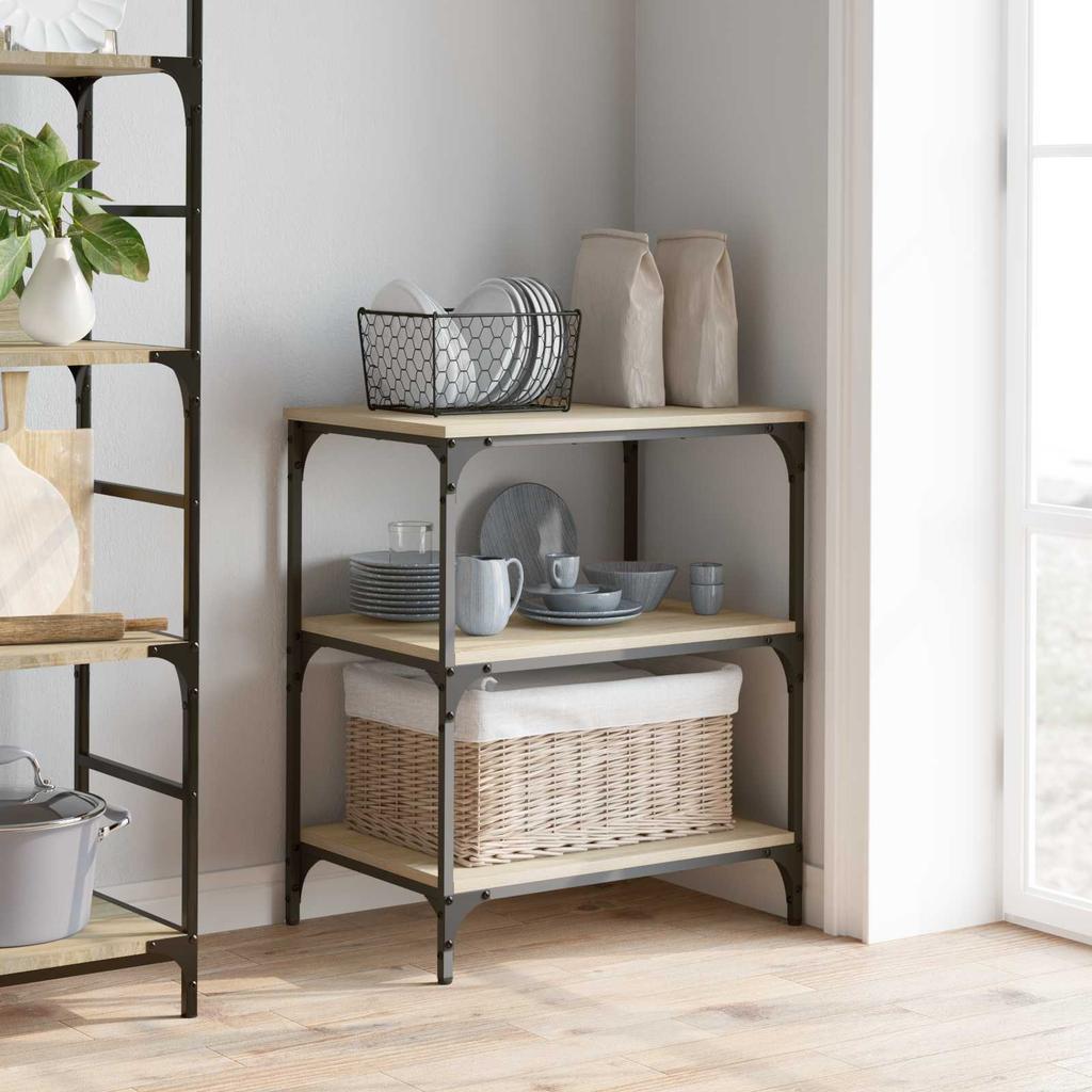 Kitchen Trolley In Sonoma Oak Finish 60 X 41 X 76 Cm Engineered Wood