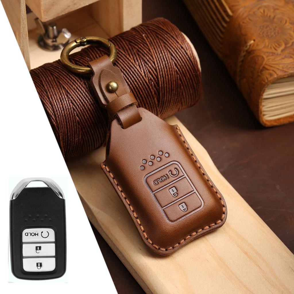 Genuine Leather Key Cover for Honda Civic & Accord - Full Wrap Cowhide Protection