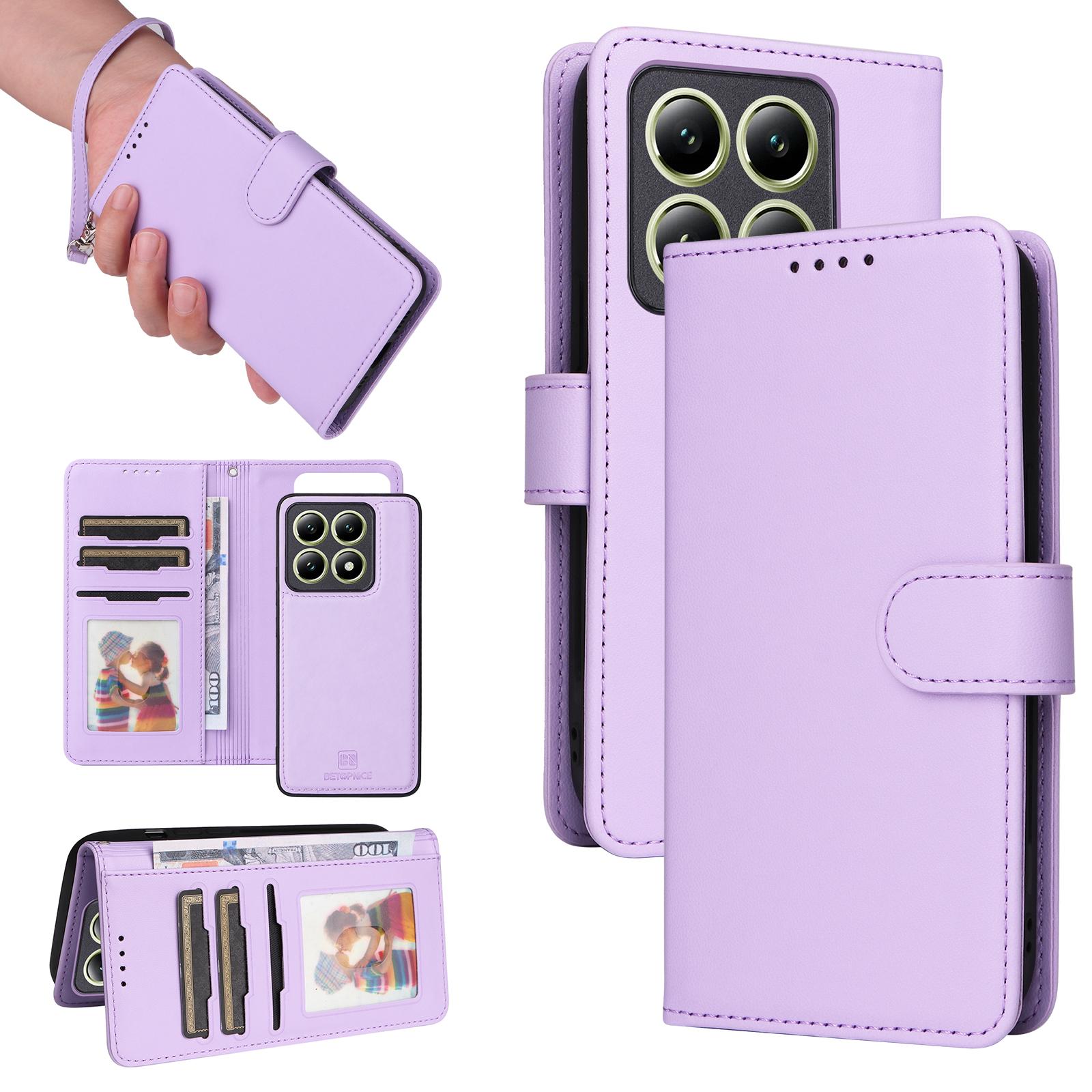 

For Xiaomi 14T Magnetic Case BETOPNICE Detachable PU Leather Phone Cover with Strap Purple