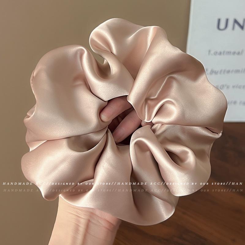 

1Pc New Cream Glossy Pleated Large Intestine Hair Band Back Head Hair Rope Atmosphere Gentle Versatile Hair Accessories Women