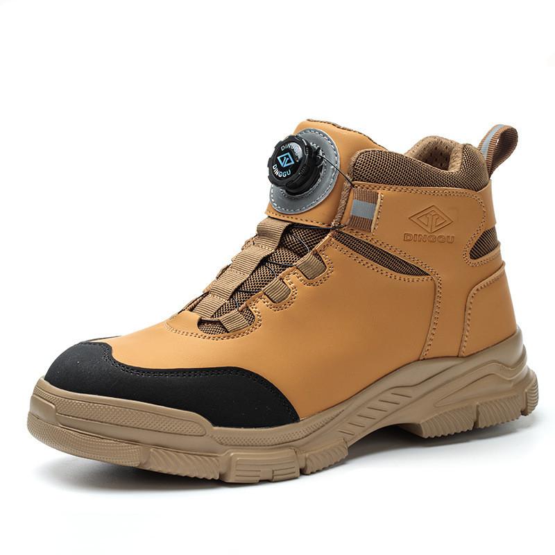 Waterproof Men Boots Rotating Buttons Safety Shoes Men Puncture-Proof Work Boots Steel Toe Shoes Light Indestructible Shoes