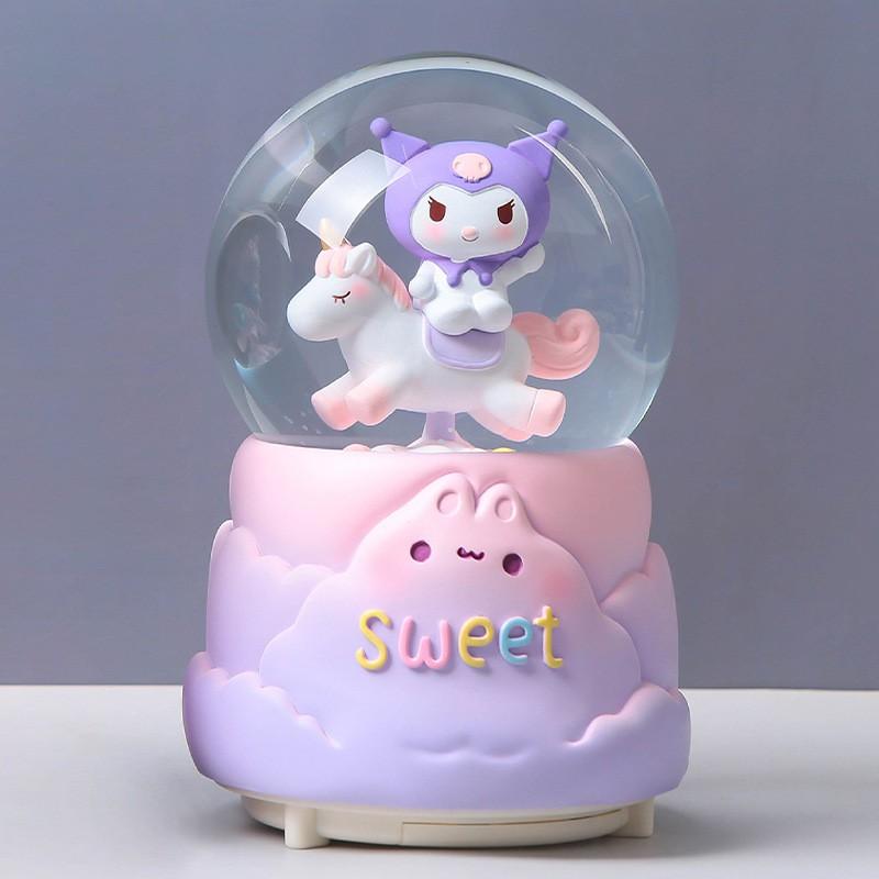 Drehende Karussell-Spieluhr mit Schneekugel-Effekt Kindergeburtstagsgeschenk Dekorative Harz-Musikinstrument Spielzeug