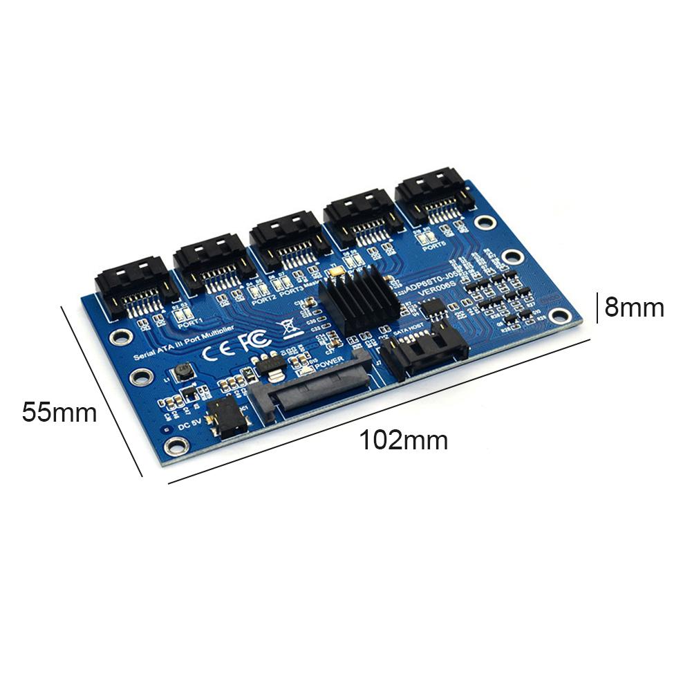 1 to 5 Port SATA Adapter Multiplier Card SATA3.0 6Gbps PC SATA Expansion Riser