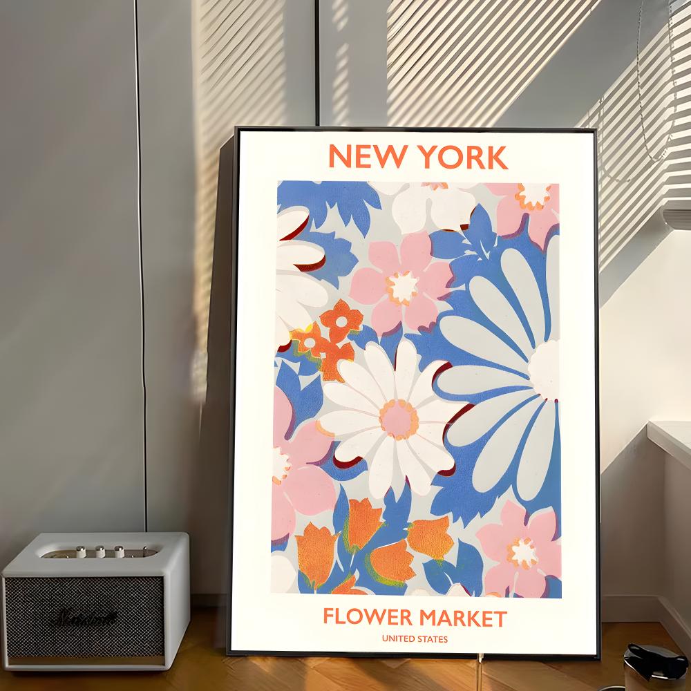 Colorful Anemones Shapes Flower Market Poster Decor Vintage Decorative Painting Classic Movie Posters Wall Art Painting