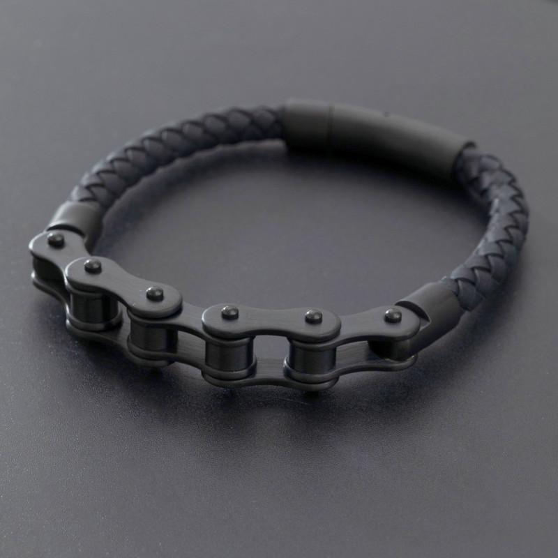 

Retro Punk Bicycle Chain Hand Woven Leather Bracelet with Metal Buckle Men s Cycling Motorcycle Rock Party Jewelry
