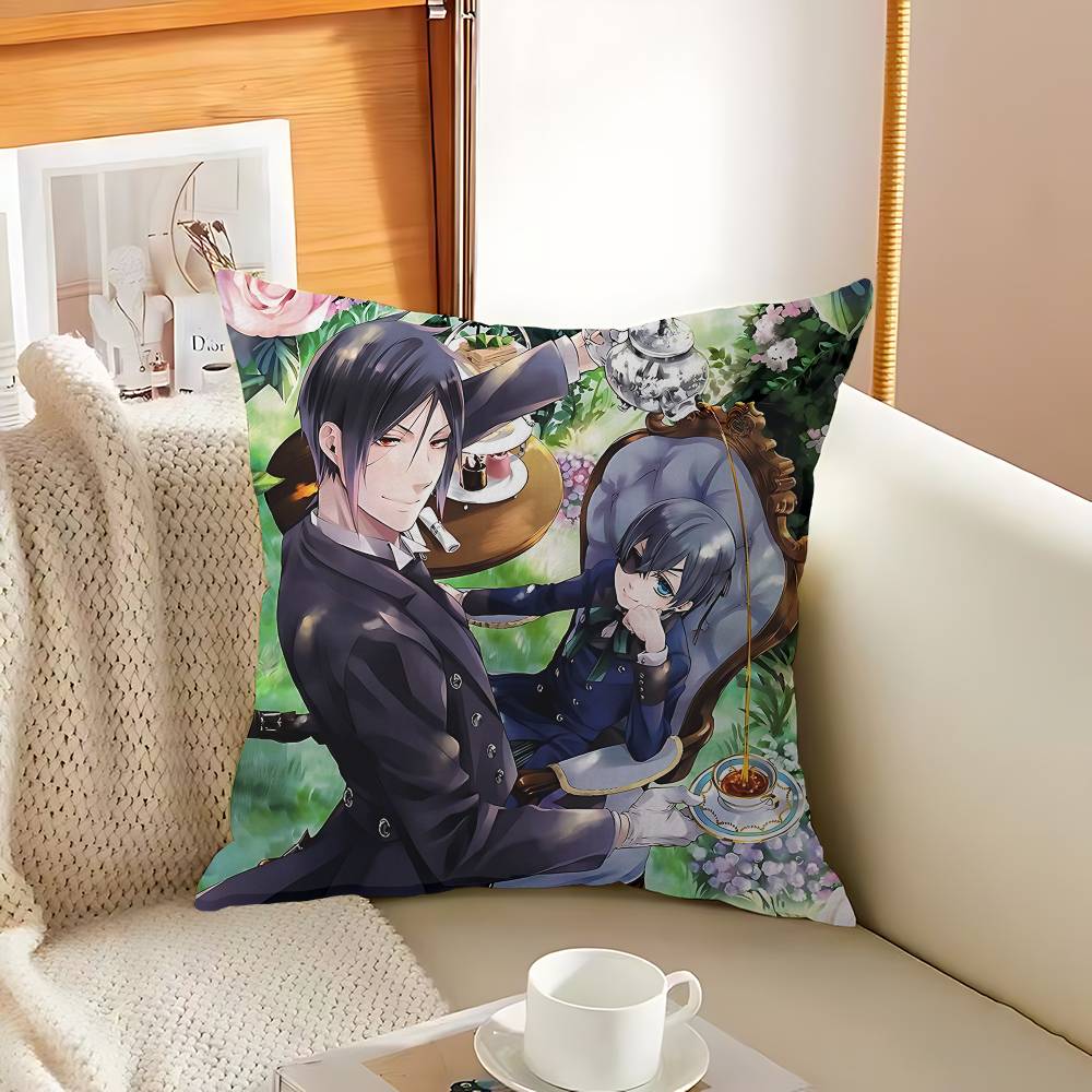 B-Black B-Butler Japanese Anime Cushion Cover Polyester Sofa Cushions Decorative Throw Pillows Home Decoration Pillowcover