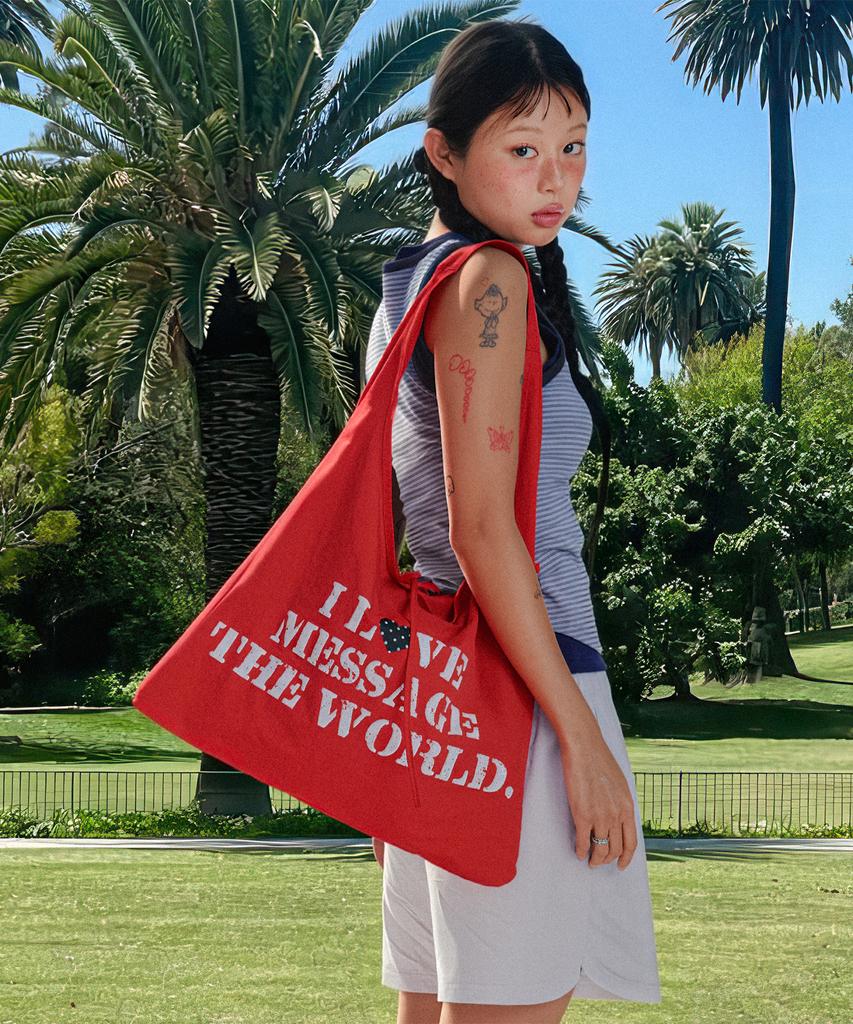 Ames-Worldwide Lettering Casual Hobo Bag Red