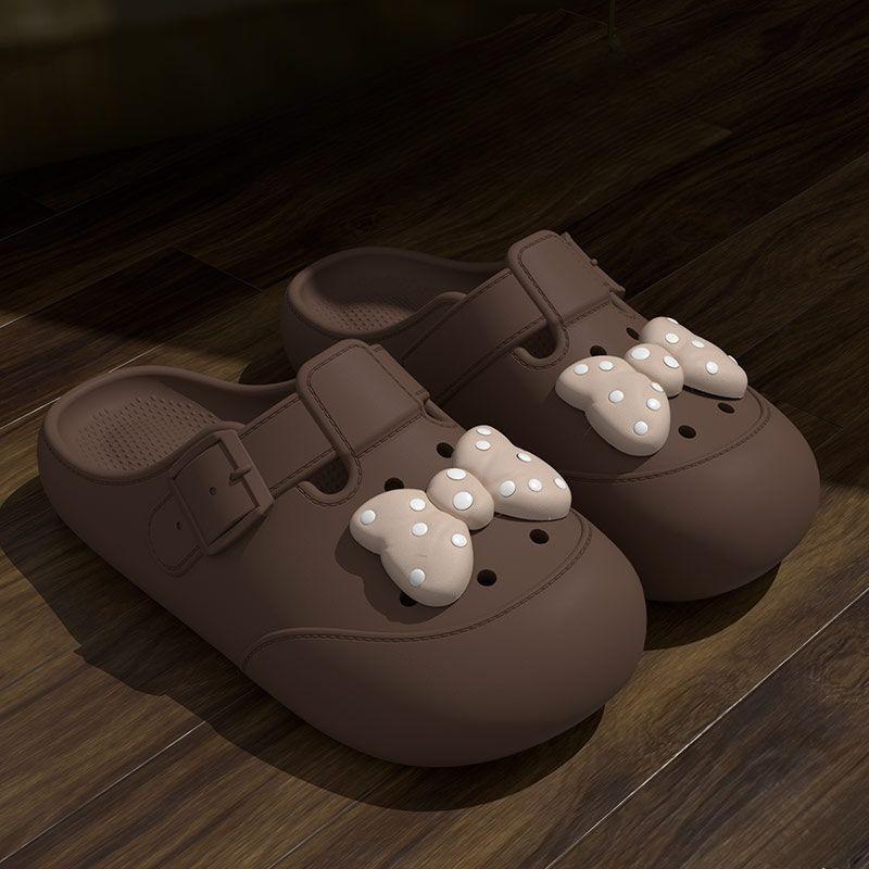 Buckle Hollow Thick Women's Slippers and Ladies Sandals With Bow Indoor 39 Slides Original Vip Shoes Stylish Shoe On Promotion