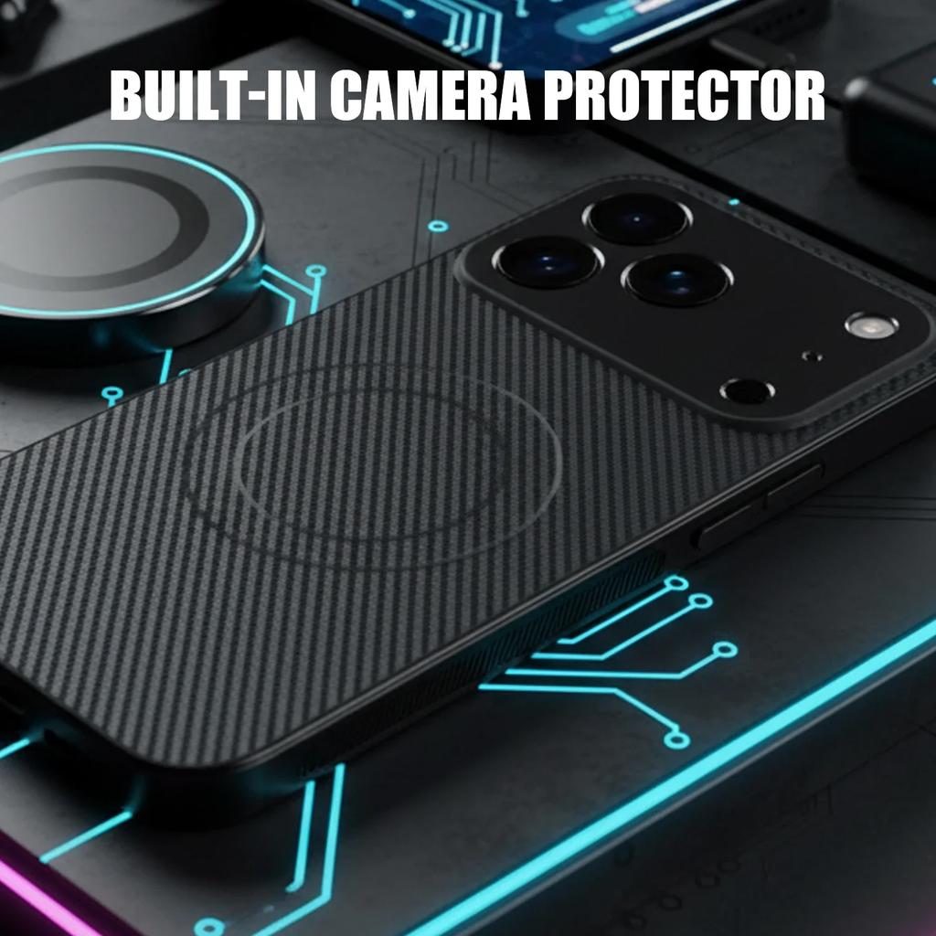 Carbon Fiber for 17 Pro Case Strong Magnetic Phone Case Slim Thin Smooth TPU Bumper for 17/17 Pro/17 Air/17 ProMax