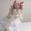 1Pair Nail Art Lace Tulle Photo Glove Fake Pleated Cuff Ribbon Bow Manicure Photography Props Nail Tips Display Lolita Sleeves