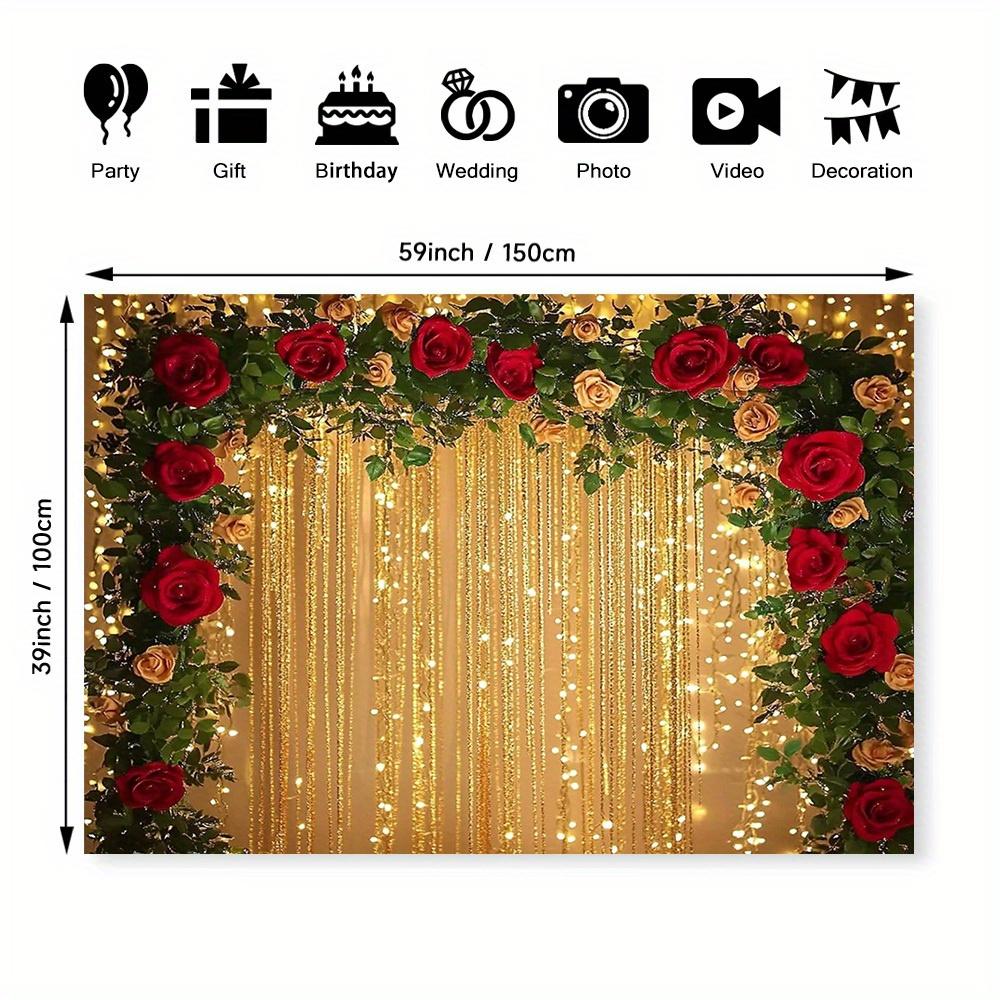 Christmas Golden Rose Garland Arch  Scene  Decoration Background Winter Photography Backdrop Decorations For Photo Studio Photo Booth Christams Party