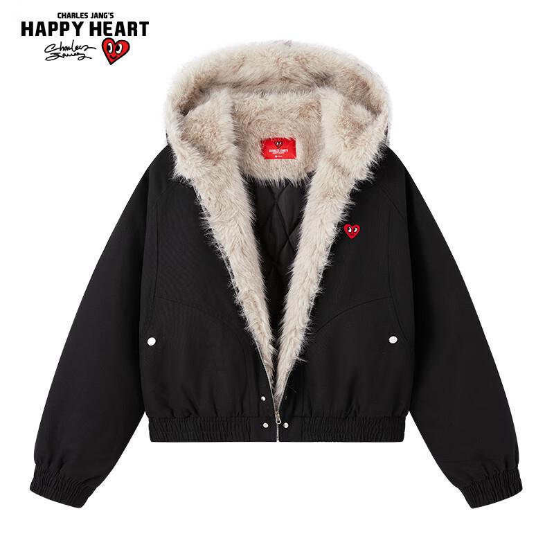 

Унисекс куртка Charles Heart в стиле ретро с подкладкой и большим меховым воротником L