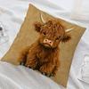 1Pc Baby Highland Cow Themed Printed Throw Pillow Cover, Suitable For Sofa, Bedroom, Living Room, A Fun Gift For Animal Lovers.