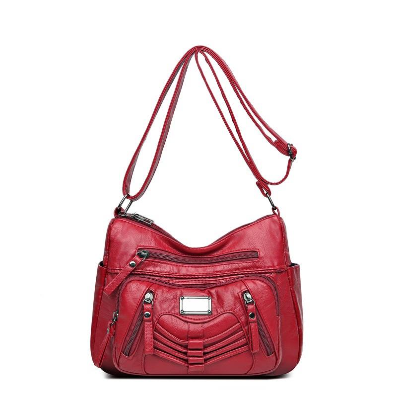 Fashion Trend Four Seasons Soft Leather Multi-layer Multi-pocket Car Sewing Multi-layer Single Shoulder Crossbody Bag Women's Bag