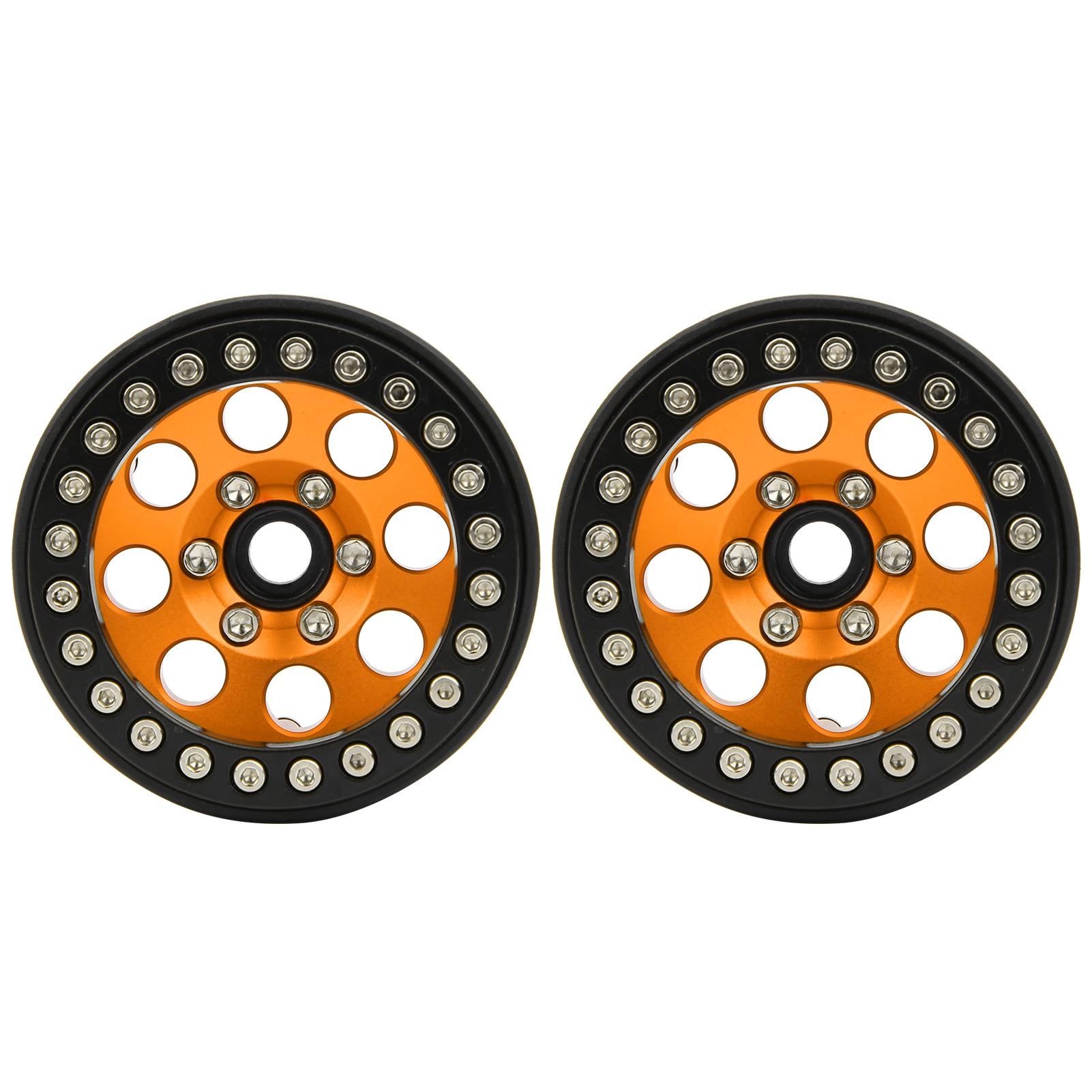 

2Pcs 1.9 in RC Car Adhesivefree Aluminium Alloy Wheel Hub 8 Round Hole Accessory(black gold ) Black+Gold