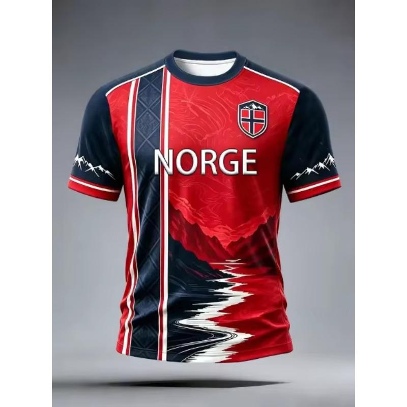 Trending Hot Sale Norway Style 3D Print Athletic T-shirt Soft Breathable Quick Dry Fan Shirt Casual Outdoor Sportswear Vintage