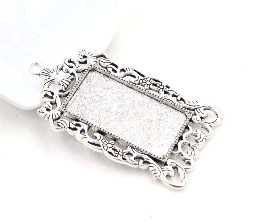 New Fashion 5pcs 19x38mm Inner Size 2 Colors Rectangle Cabochon Base Charms Pendant,Fit  19*38mm Square Glass Cabochons