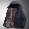 Elder Men's Winter Cotton-Padded Jacket with Fleece Lining - Grandpa's Warm Outerwear