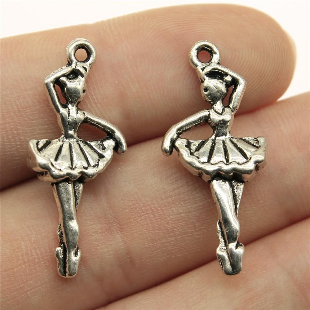 20pcs Charms Dance Antique Silver Color Dance Skirt Charms Jewelry Findings DIY Ballet Dance Charms Wholesale
