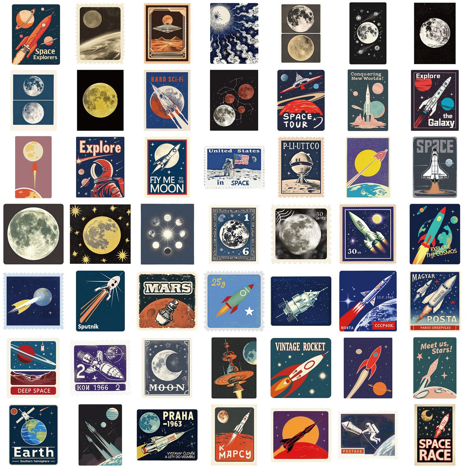 

50 Мультяшных Космических Путешествий Марок Граффити Наклеек Декоративные Гитара Блокнот Чемодан DIY Водонепроницаемые