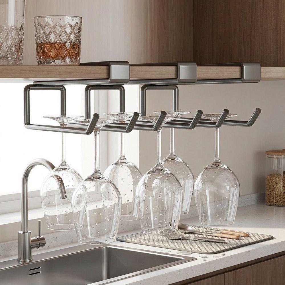 Wall Mounted Under Counter Glass Storage Rack Iron Wine Glass Holder Wine Glass Rack  for Kitchen