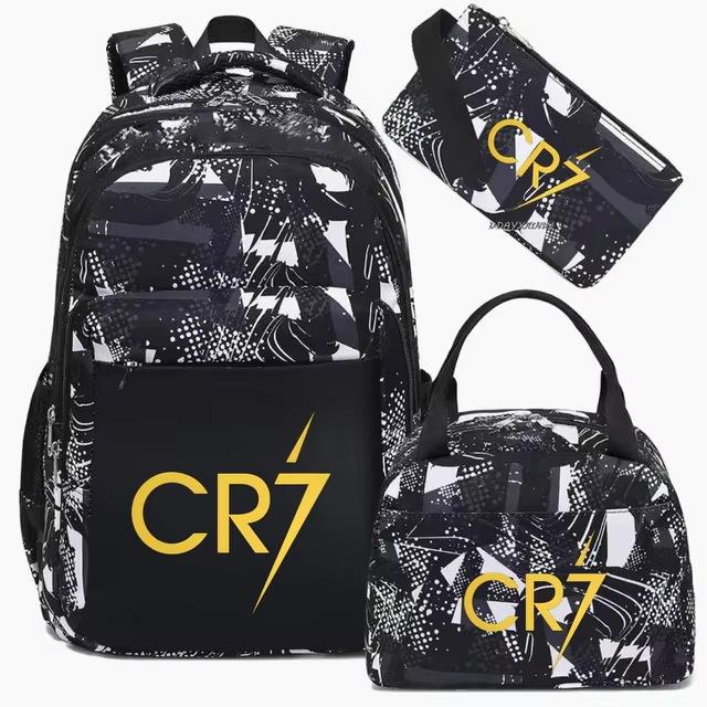 Schulrucksack mit großer Kapazität und Schultergurt; Schüler Drei-teiliges Federmäppchen-Set One size fits all black