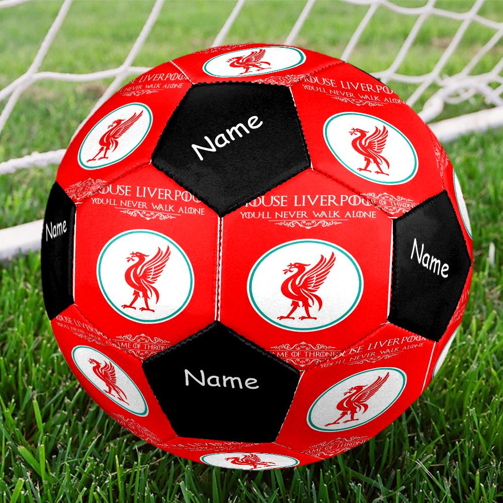 Individuell beschriftbarer Fußball im Thema Liverpool Football Club, Größe 5, Geeignet für Spiele in der Halle und im Freien, ein Geschenk für jeden geeignet.