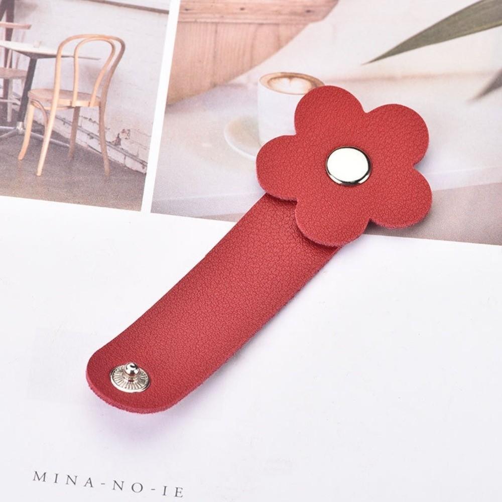 Leather Flower Cable Winder Portable Data Cable Ties Data Cable Protector Clips  Earphone Cord