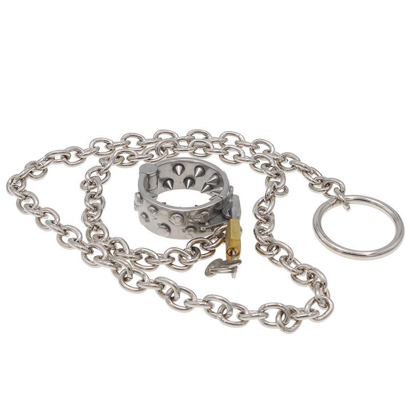 Stainless Steel Piercing Ring Pendant Men's Egg Walking Sex Toys Training Tools with 90cm Chain Game Female