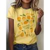 Mode Dames Ronde Hals Korte Mouw 3D Fruitkleur Print Fruit Korte Mouw Ronde Hals T-shirt