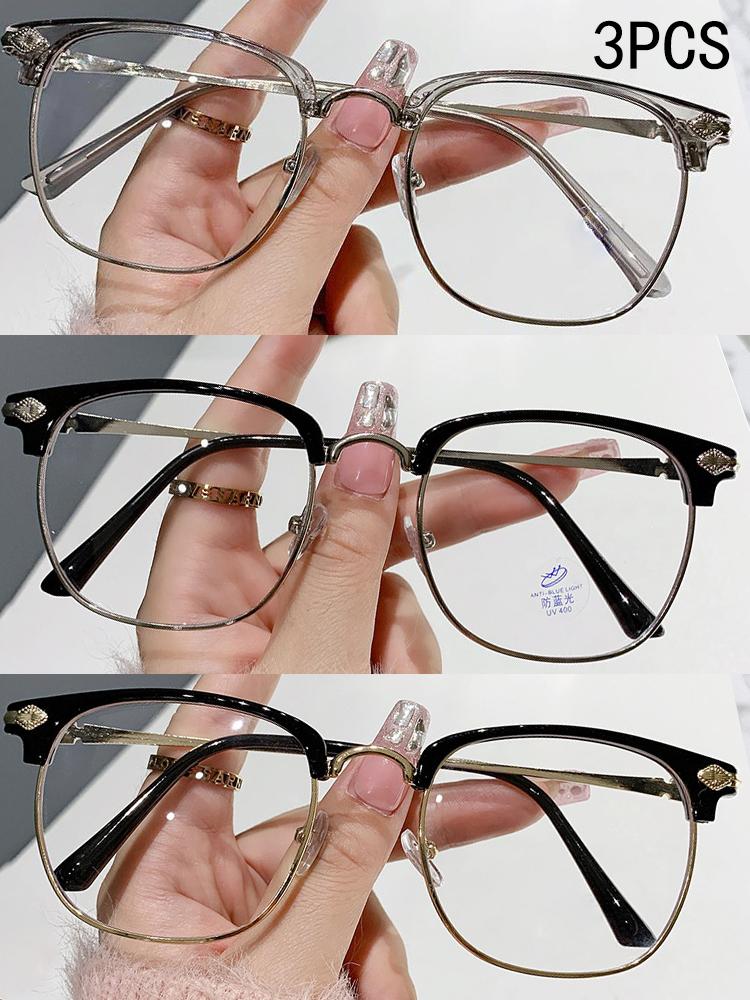 2/3PCS Metal Anti-blue Light Poconductive Glasses With Half-frame And Eyebrows For Men High-definition Clear Image
