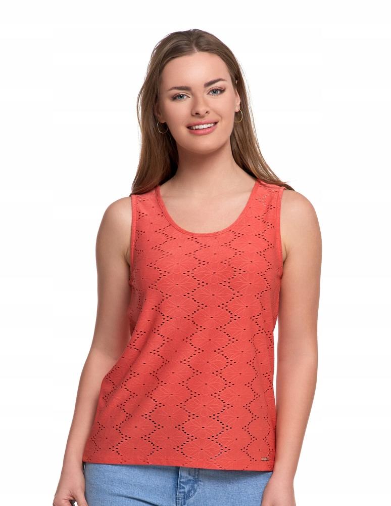 Women's Sleeveless Openwork Blouse, Feminine, Subtle, Elegant, MORAJ XXL PINK