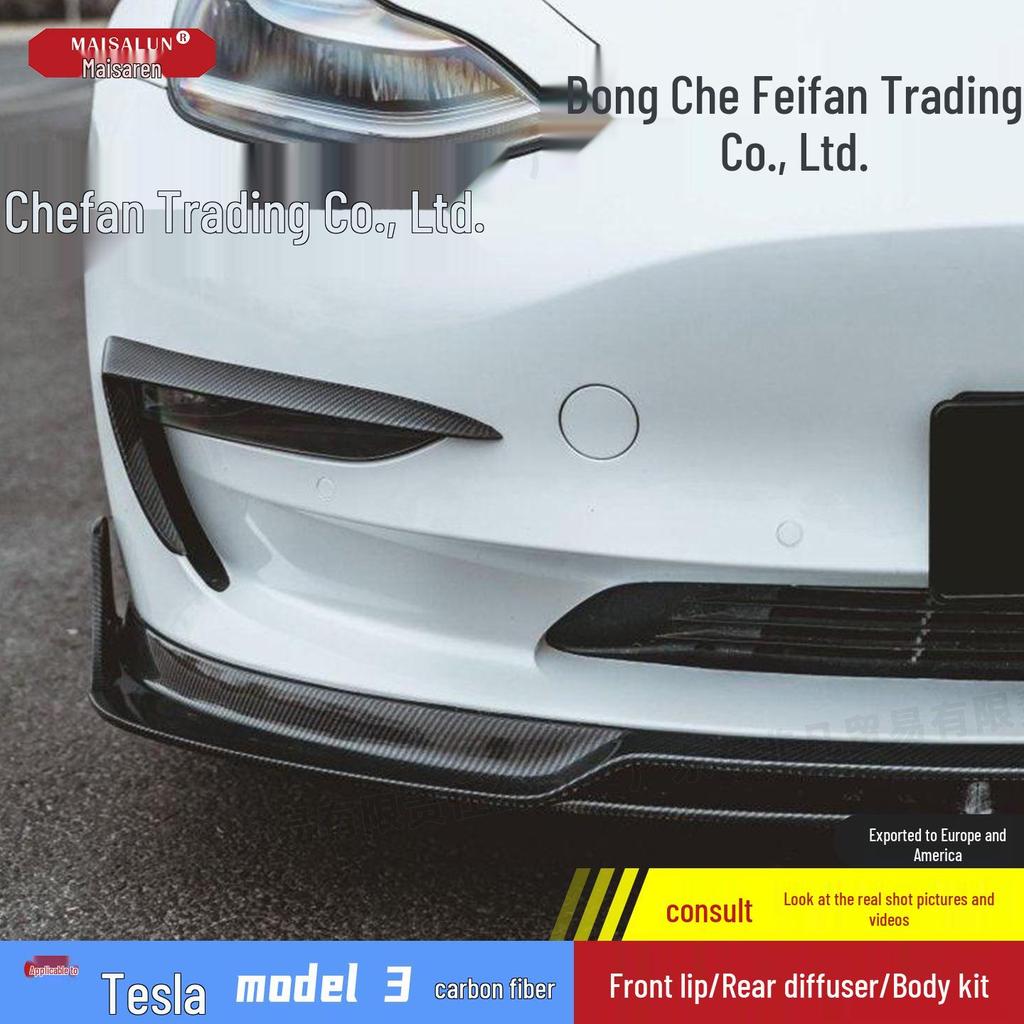 Tesla Model 3 C**T Style Carbon Fiber Body Kit: Front & Rear Lip Splitters.