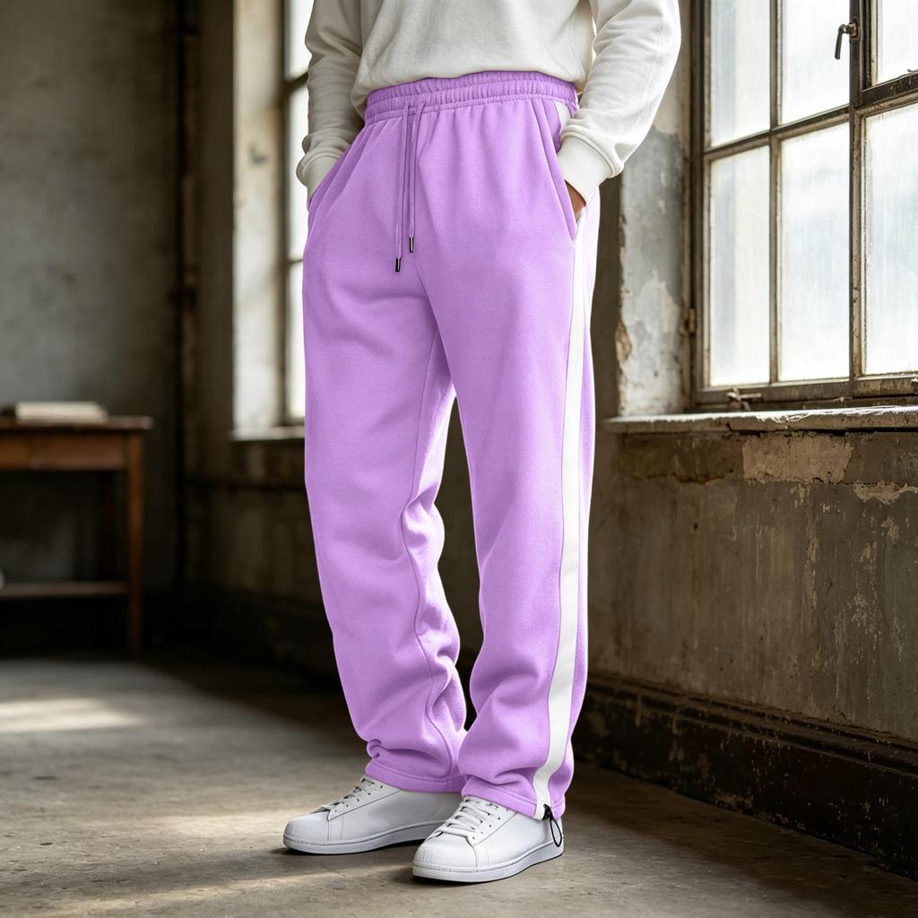 Pantaloni della tuta da uomo a blocchi di colore con striscia laterale, pantaloni a gamba dritta con elastico in vita per abbigliamento casual e sportivo