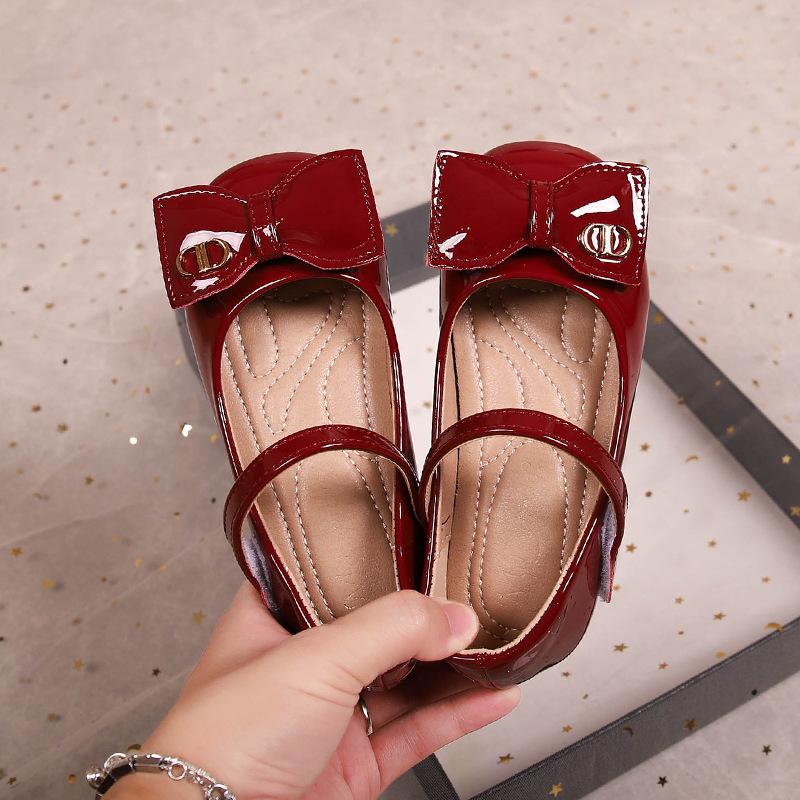

Girls leather shoes 2026 new girls spring and autumn shoes foreign style small medium and large children little girl princess shoes inner length of size 37 23.00cm бордовий