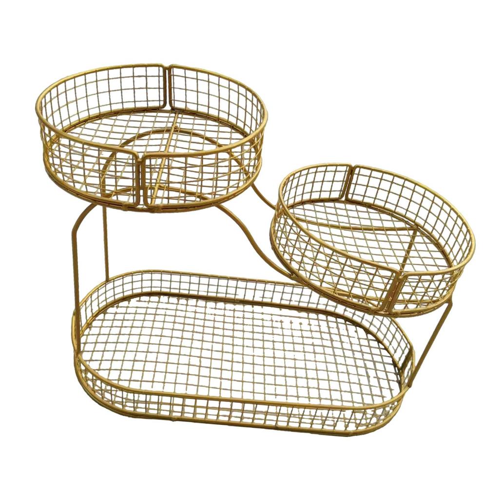 3 Tier Fruit Basket Metal Storage Stand Vegetable Holder Countertop Organizer Basket for Kitchen Dining Room