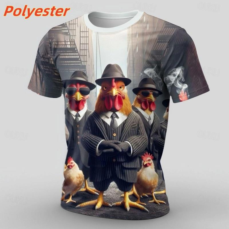 Animal Chicken Sunglass 3D Print Sport Quick Dry Breathable Men T-shirt Street Fashion Trend Harajuku Y2K Short Sleeve Clothing