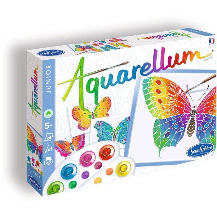 Peinture aquerelle - SENTOSPHERE - Aquarellum Junior - Papillons - 5 couleurs - Sertissage sur papier Vélin - Dès 5 ans