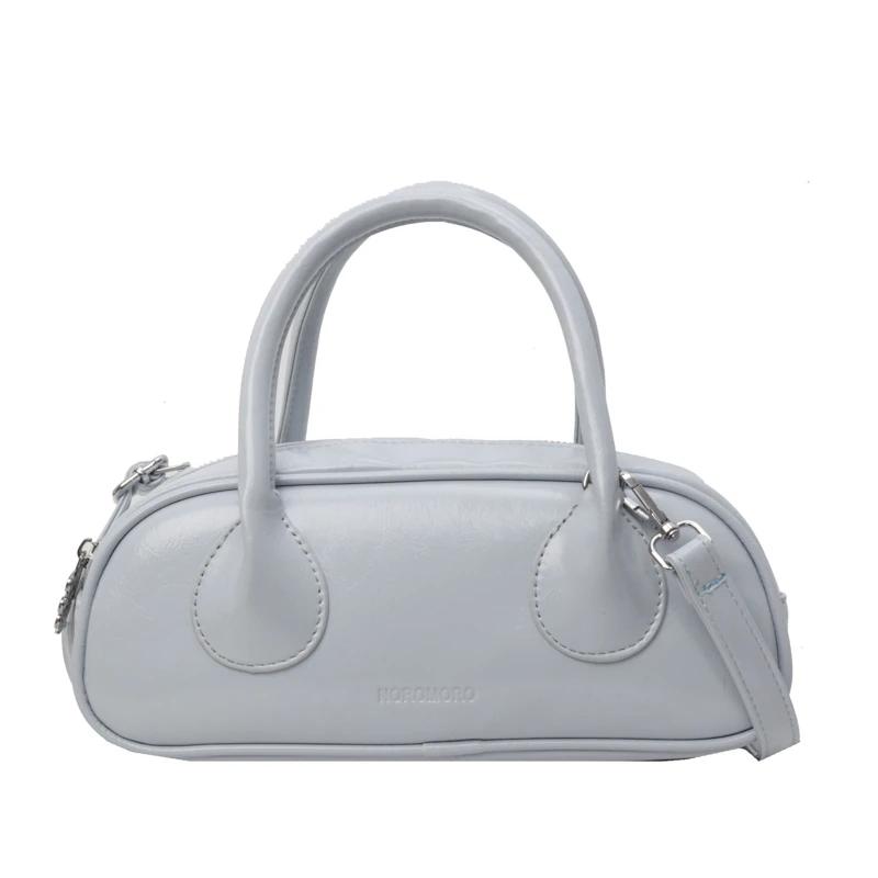 Casual solid interior compartment shoulder bag for women high quality PU zipper bags stitching line