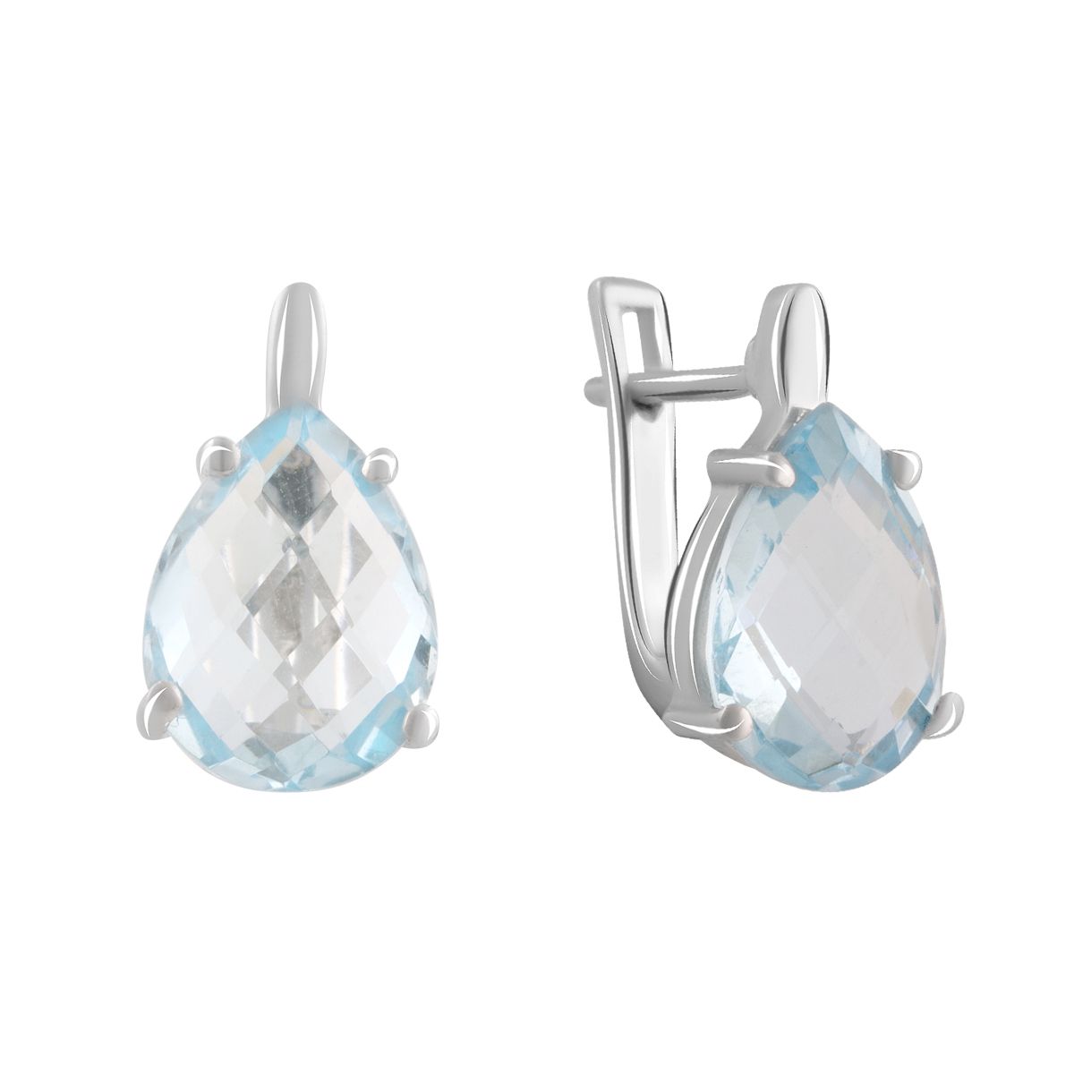 

Срібні сережки з натуральним топазом 8.225ct (2074991) небо синє світло кольору