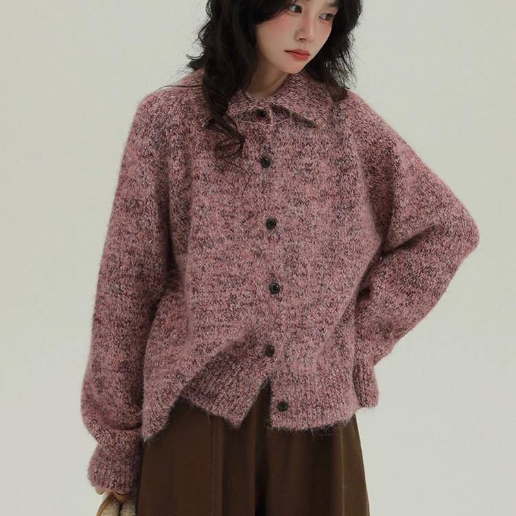 DIMANAF 2025 New Sweaters Buttons Turtleneck Cardigan Autumn Women Solid Knitting Loose