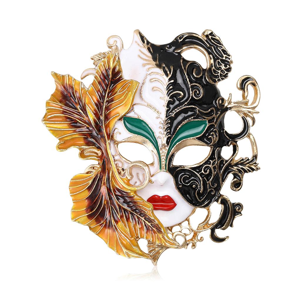 Vintage Palace Embossed Face Mask Brooch Men Women Costume Accessories Corsage Pin Jewellery Gifts