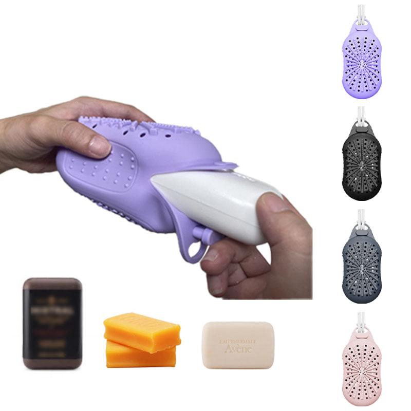 Silikon Seifensäckchen Sparsäckchen mit Kordel zum Peelen Duschschrubber Bademassage Doppelseitiges Texturdesign Badewaschen