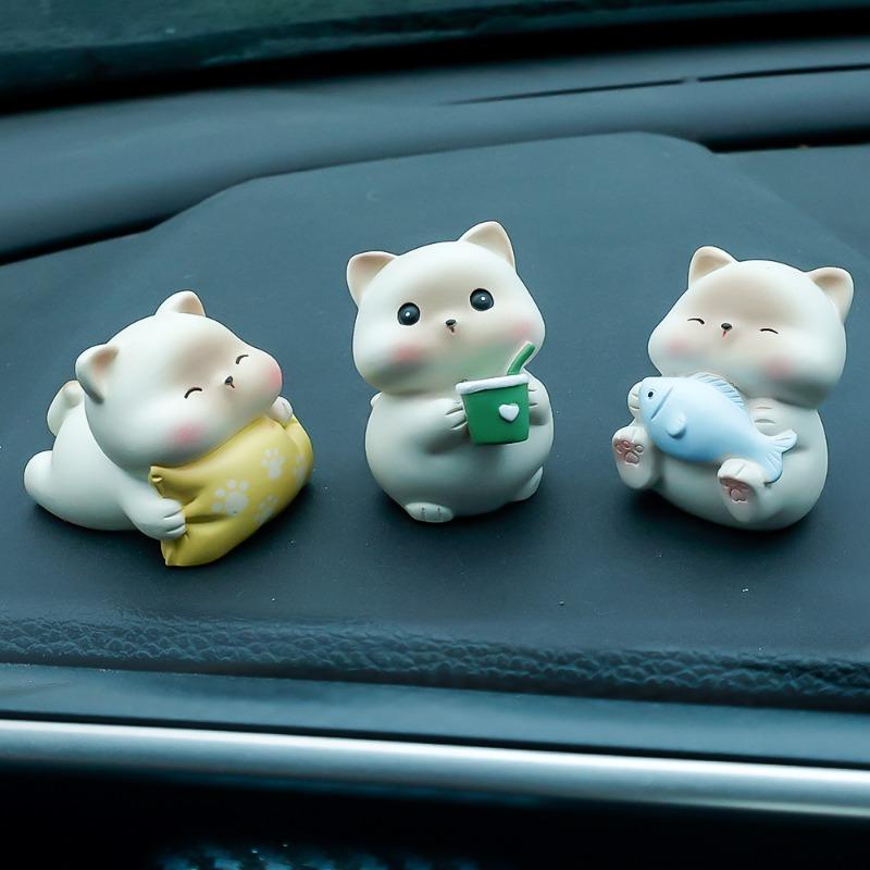 Adorno de Gato Mini para Coche Universal Tablero Consola Central Gato de Dibujos Animados Colgante Decorativo DIY Accesorios de Decoración para Coche Hogar