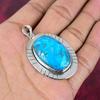 Blue Copper Turquoise Gemstone Pendant Handmade Jewelry, Brand New 925 Sterling Silver Jewelry Gift For Wife