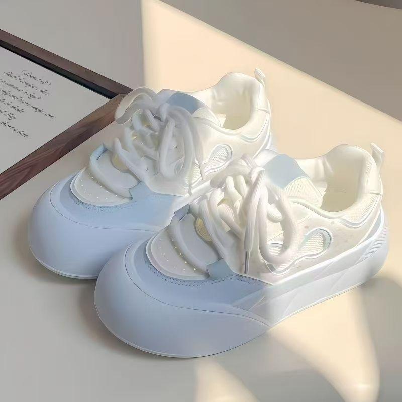Thick-soled Heightening Little White Shoes Women's 2025 New Summer Milk Fufu Versatile Casual Sports Board Shoes Big Head Bread Shoes