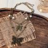 Vintge Butterfly Pearl  Necklace Beaded Women Collarbone Chain Chain Tassel Necklace  Women